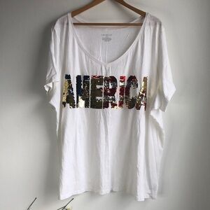 Lane Bryant AMERICA white tee shirt